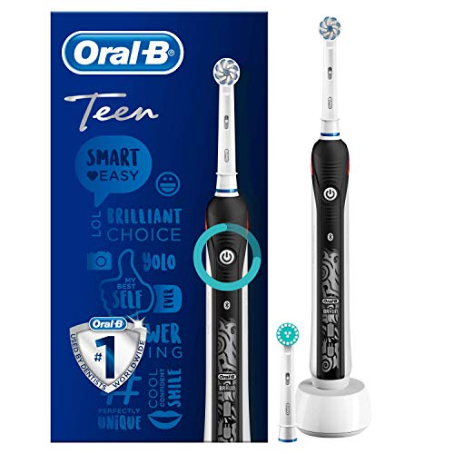 Oral-B SmartSeries Teen Sensi Ultrathin Spazzolino Elettrico Ricaricabile per Adolescenti con 1 Manico e 2 Testine di Ricambio, Nero