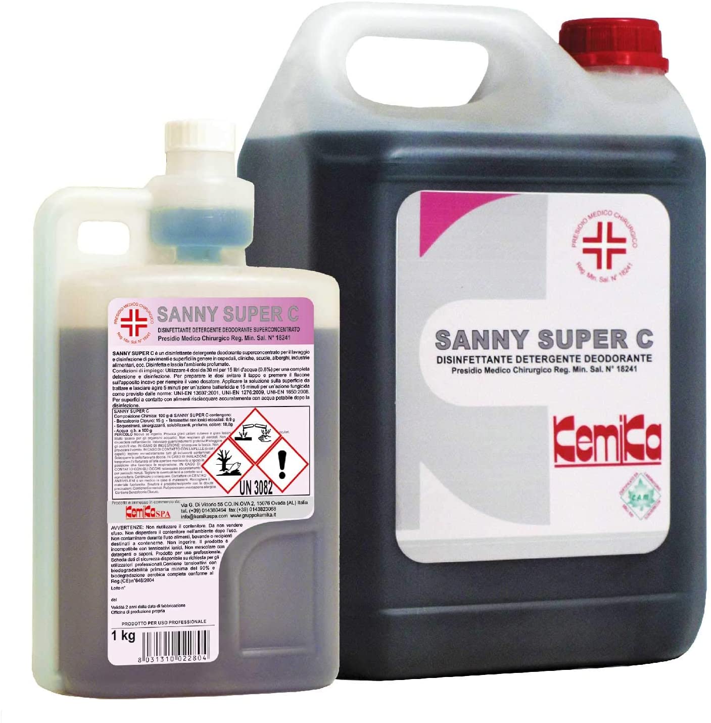 Kemika- Sanny super c kg1Disinfettante detergente deodorante superconcentrato (5 volte concentrato) - Reg. M.S. n° 18241