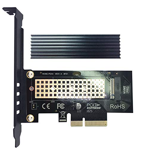 glotrends Adattatore NVME PCIE con dissipatore di Calore, Installazione Desktop PC, PCIE GEN3 Full Speed (PA09-HS)