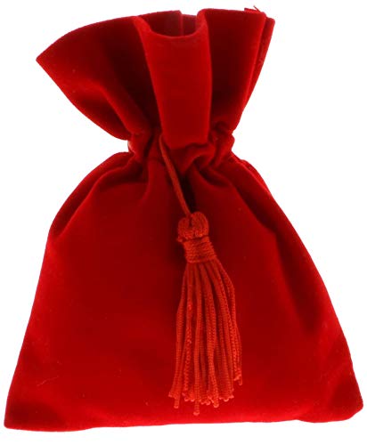 12 PZ Sacchetto portaconfetti LAUREA 8x10cm cvelluto rosso con nappina