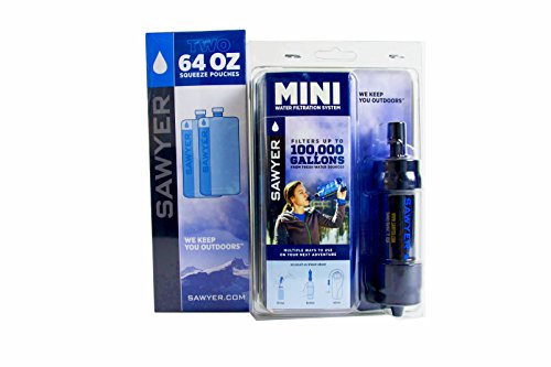 SAWYER Mini - Filtro acqua originale SPARSET con 3 sacchetti da 1 litro o 2 sacchetti da 2 litri, Nero , 3 x 1 Liter