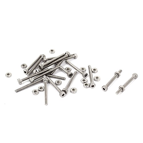 Sourcingmap® m2 x 20 mm 22 mm lungo esagonale zigrinata viti bulloni dadi set 20PCS