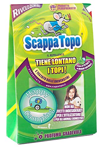 ScappaTopo Happy Camping - Repellente Naturale Contro i Topi - Protegge Il Tuo Caravan dai Topi - Unico! 3 Pezzi. Registrato a Transparency di Amazon, Che ne certifica l'autenticità.