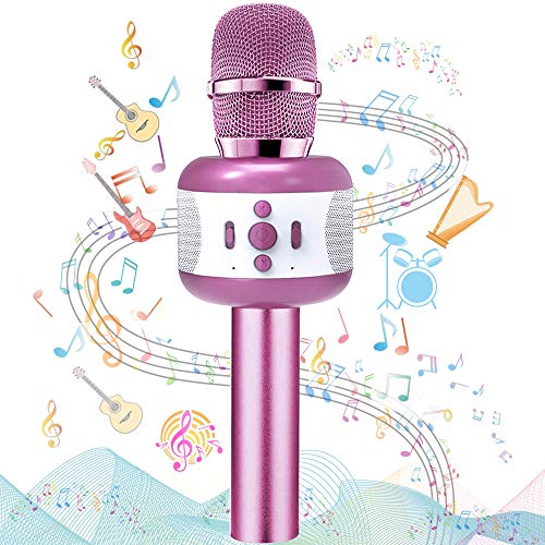 Microfono Karaoke,Wireless Bluetooth Microfono per Bambini Portatile Karaoke Mic altoparlante Macchina Natale Compleanno Festa a casa che cantano Giocattoli Regali per PC/iPhone/PC smartphone Android