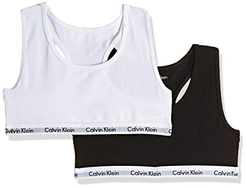 Calvin Klein 2pk Bralette, Reggiseno Bambina, Multicolore (White/Black 908), 10-12 anni