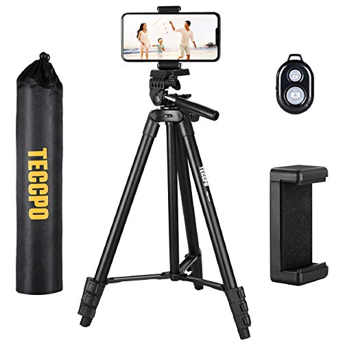 Treppiede, TECCPO Treppiedi Portatile, Flessibile 360°, Bluetooth, Supporto per Telefono, Treppiedi Fotocamera, Treppiedi Livella Laser, Estensibile Fino a 1,35m, Max Capacità di Peso 3KG - PMLT01H