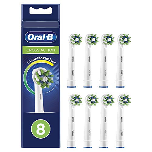 Oral-B CrossAction Testine di Ricambio per Spazzolino Elettrico con Tecnologia CleanMaximiser, Confezione da 8 Pezzi