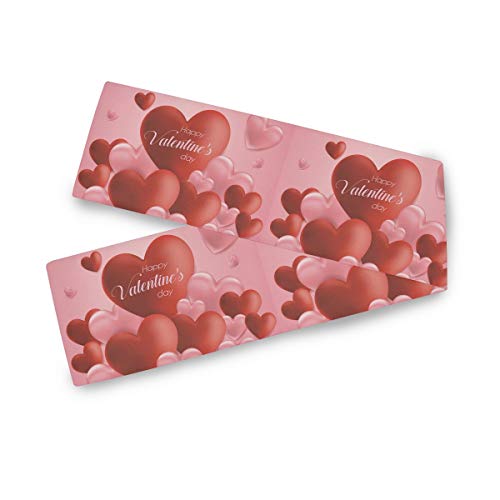 Runner da tavola con cuore rosa e rosso per San , 33 x 178 cm, per cucina, sala da pranzo, bacci, Xoxo, San , amore, double face, in lino, Tessuto, Multi, 13x70(in)