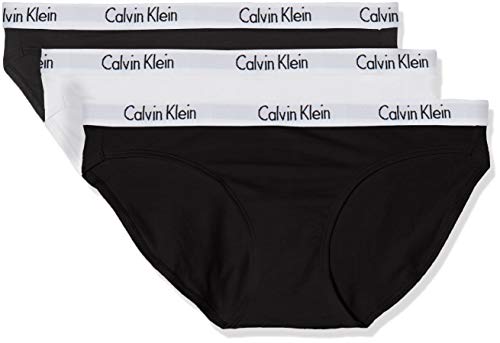 Calvin Klein Bikini 3pk Mutande, Nero (Black/White/Black Wzb), L Donna