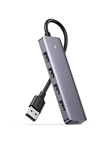 UGREEN Hub USB 3.0, 5 in 1 Adattatore Multipresa 4 Porte USB Ultra Sottile, SuperSpeed 5 Gbps, DC 5V/2A, USB Hub per MacBook, Hard Disk 2.5’’ 3.5’’, PC, Mouse, Tastiera, Chiavetta, PS4, Stampante
