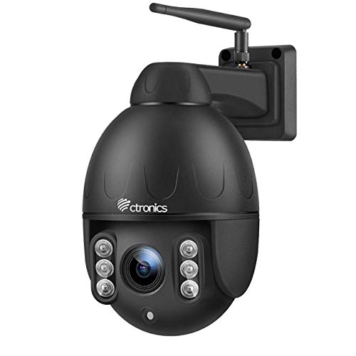 Telecamera Wifi Esterna senza fili, Ctronics 5MP PTZ IP Dome Telecamera di Sorveglianza, 5 X Zoom Ottico, Pan 360 °, Visione Notturna fino a 50m, Audio a 2 Vie, Motion Detection, Impermeabile 66