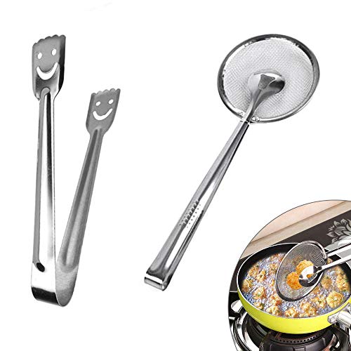 Gresunny 2 Pezzi pinze da Cucina Acciaio Inox 1 Pezzi Cucchiaio filtrante Clip Alimentare Pinze Alimentare per Barbecue impostate per Cucinare Servire Buffet Insalata casalinga Ghiaccio