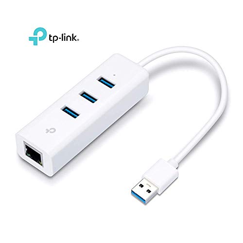 TP-Link Adattatore di rete 2 in 1, USB 3.0 con 3 porte e Gigabit Ethernet, Bianco(UE330)