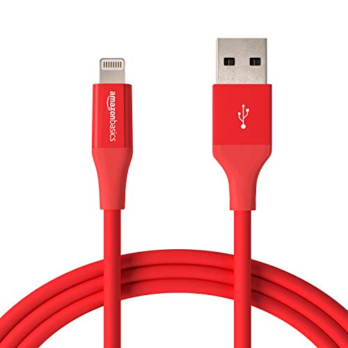 AmazonBasics - Cavo compatibile da USB A a Lightning - Certificato Apple MFi - 1,8 m - Confezione da 1, Rosso