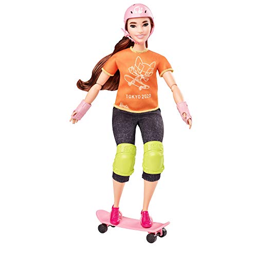 Barbie- Carriere Giochi Olimpici Tokyo 2020, Bambola Skateboarder con Accessori Giocattolo per Bambini 3+ Anni, GJL78