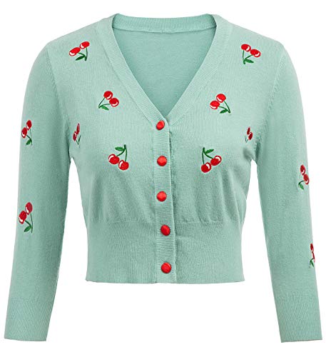 Belle Poque Cardigan Corto a Maniche Corte a 3/4 per Donna Party Floral-5 (609-5) X-Large