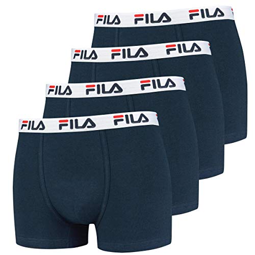 Fila 4 Pacco Convenienza Uomo Boxer - Logo Pants - Monocolore - Molti Colori - Blu Marino, L - 4 Pack