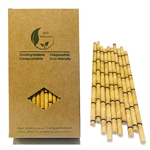 Cannucce in carta di bambù ecologiche per sostituire cannucce di plastica, confezione da 100