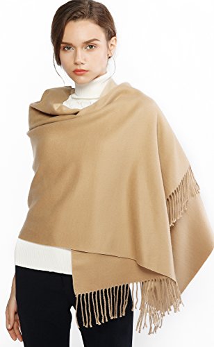 RIIQIICHY Donna Sciarpa Scialle Pashmina Invernale Elegante Lungo Morbida Rversibili Stole Avvolgere Cammello e Beige