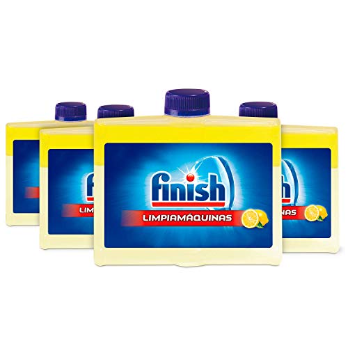 Finish - Detergente per lavastoviglie 250 ml, confezione da 4 pezzi, 5 potenti azioni, pulizia brillante al limone