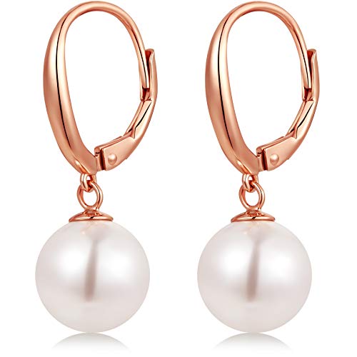 jiamiaoi Orecchini argento 925 donne orecchini perle in oro rosa, orecchini a cerchio argento orecchini perle d'acqua dolce orecchini in oro bianco