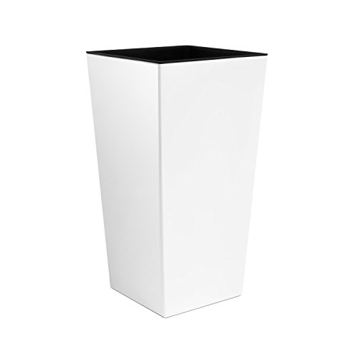 Prosperplast - Vaso per Piante Coubi Urbi Square 49Lt Alto con Inserto Largo 32 Cm Colore: Bianco