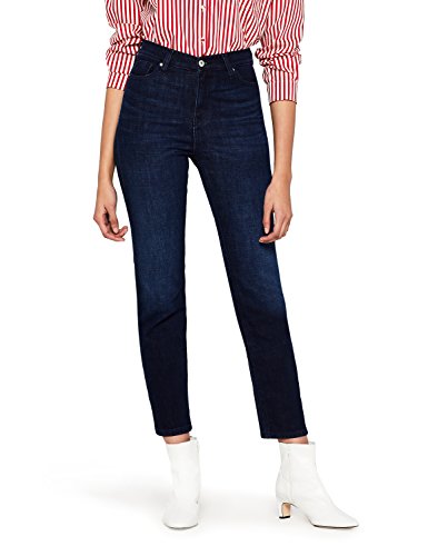 Marchio Amazon - find. Jeans Dritti alla Caviglia a Vita Alta Donna, Blu (Indigo Rinse), 30W / 30L, Label: 30W / 30L