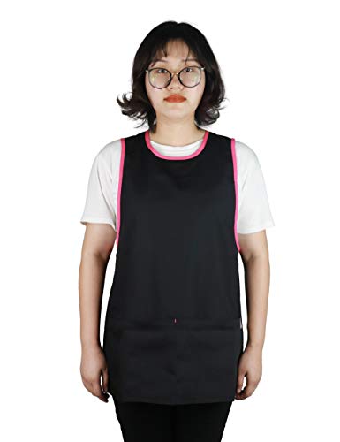 JONATHAN UNIFORM Unisex Grembiule da Lavoro con Tasche per Estetisti, Educatrici, Cuochi, Cucina (Nero)