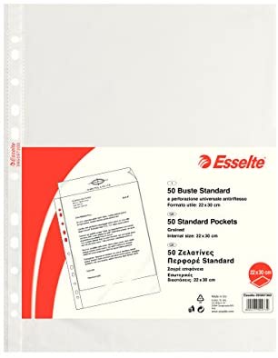 ESSELTE Buste perforate STANDARD - PPL antiriflesso - f.to 22 x 30 cm - 395097300