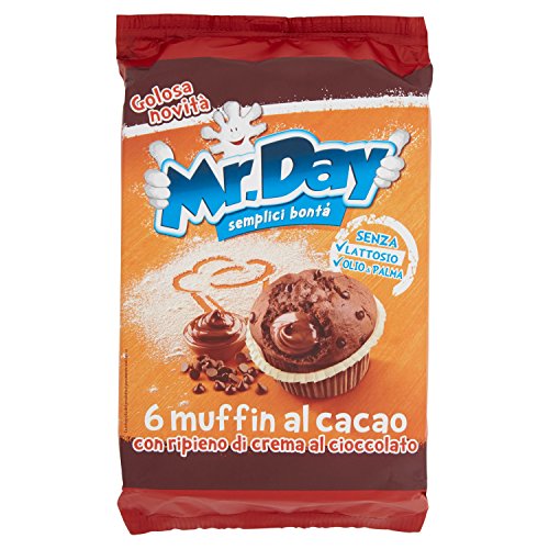 Mr. Day - Muffin al Cacao, con Pepite di Cioccolato, Pacco da 6X42 g, totale: 252 g