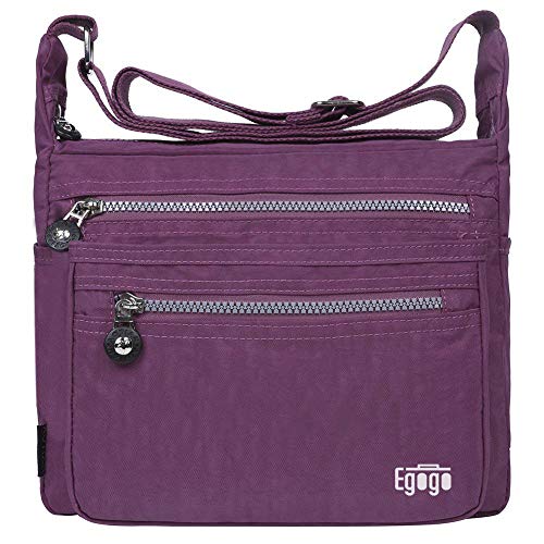 EGOGO donne borse a spalla borsa a tracolla muliti tasche borsetta E303-5 (Viola)