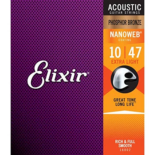 Elixir® 16002 Nanoweb® Set da 6 corde per chitarra acustica - Phosphor Bronze - Extra Light: 010-047