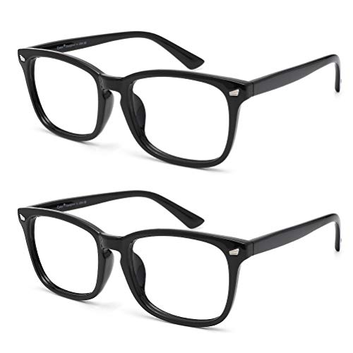 Cyxus Occhiali luce blu bloccanti per il blocco della cefalea UV [Anti Eyestrain] Occhiali retrò, Unisex (uomini/donne) (2 pezzi, nero e nero)