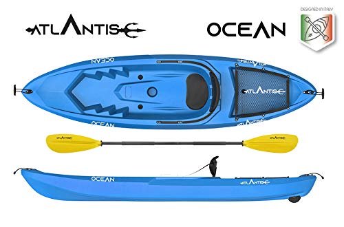 ATLANTIS Kayak - Canoa Ocean Blu - schienalino + ruotino + pagaia