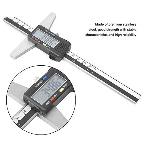 Calibro di profondità digitale 0-150 mm 0,01 mm, calibro a corsoio di profondità digitale in acciaio inossidabile ad alta precisione, sistema di misurazione mm/pollici, impostazione