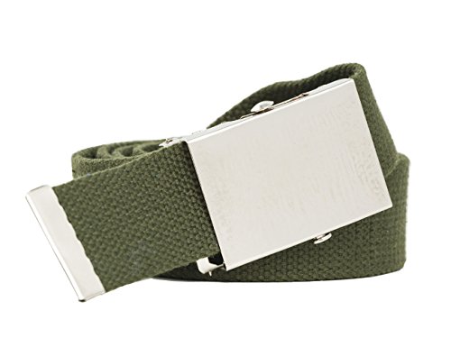 shenky - Cintura in tessuto - 4 cm x 160 cm - XXL - da accorciare - verde militare - 160 cm