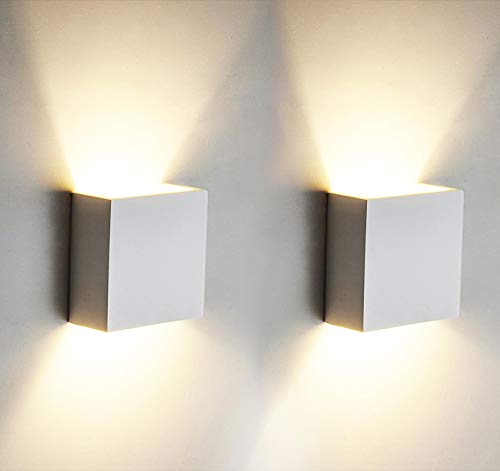 2 Pezzi 6W LED Applique da parete Lampada da Parete Bianco Caldo 3000k Moderno in Alluminio per Soggiorno Camera da Letto Corridoio Scale Cucina Sala da Pranzo