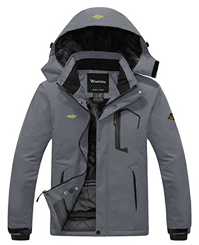 Wantdo Giacca Outdoor Primaverile Giacca da Ciclismo Sport Giubbotto da Montagna Caldo Giaccone Sport Invernale Uomo Grigio Scuro L