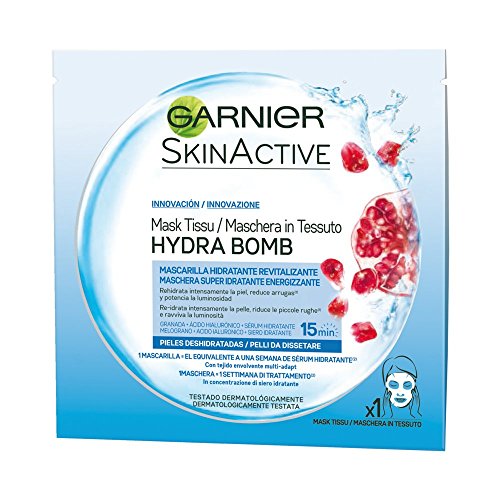 Garnier SkinActive Hydra Bomb Maschera Viso in Tessuto Super Idratante Energizzante per Pelli da Dissetare, 32 ml