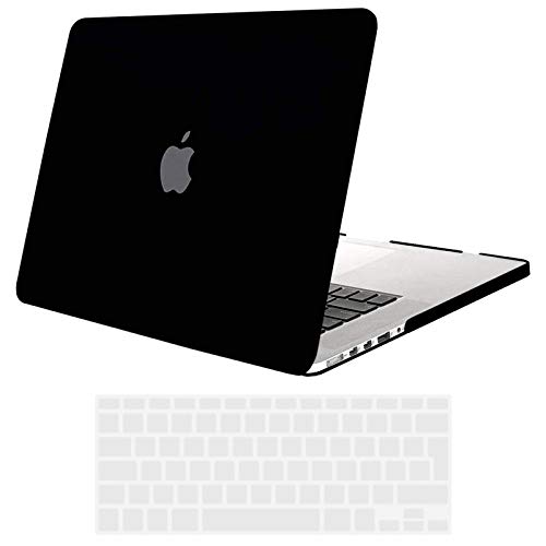 TECOOL Custodia MacBook PRO 15 Pollici Retina, [Ultra Sottile Serie] Plastica Case Cover Rigida Copertina con Copertura della Tastiera in Silicone per MacBook PRO 15.4 Retina Modello: A1398 - Nero