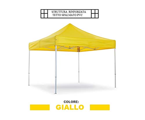 GrecoShop Gazebo Pieghevole Impermeabile in Alluminio 3x3m Giallo Ocra - MOD. Super Ignis (cod.:5559)