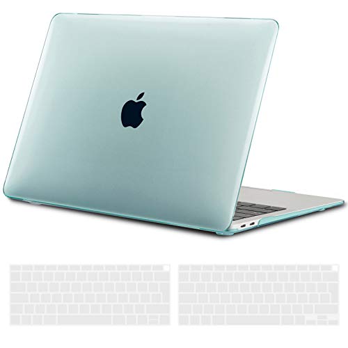 TECOOL Custodia MacBook Air 13 Pollici 2020 2019 2018 (Modello: A2337 M1/A2179/A1932), Plastica Case Cover Rigida Copertina con Copritastiera in Silicone per MacBook Air 13.3 Touch ID -Cristallo Verde