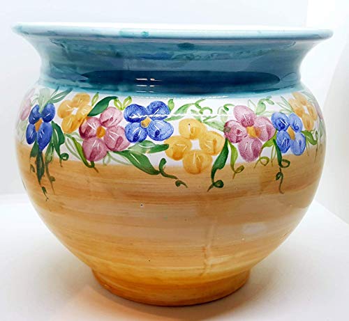 Cachepot Linea Fiori Misti diametro 25 x 22 cm. altezza Handmade Le Ceramiche del Castello Made in Italy