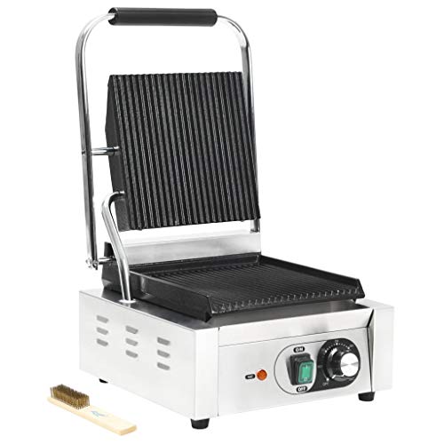 Festnight Griglia Scanalata per Panini e Sandwich Professionale Elettrica in Acciaio Inox 1800W/2200W 32x41x19cm