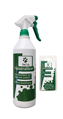 PetZolla Neutralizer + 1 Ricarica - Elimina Odori con Effetto Sanificante (Spray con 1 bustina da 5gr. Inclusa + 1 Ricarica)