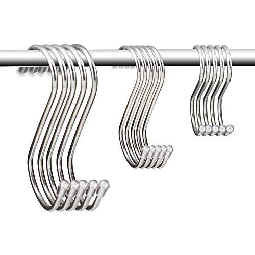 KEESIN S a forma di metallo rivestito con gancio in acciaio INOX multifunzione gancio ganci per cucina cucchiaio pan bagno camera da letto, confezione da 15 (Mescolare- 15 pacchi)