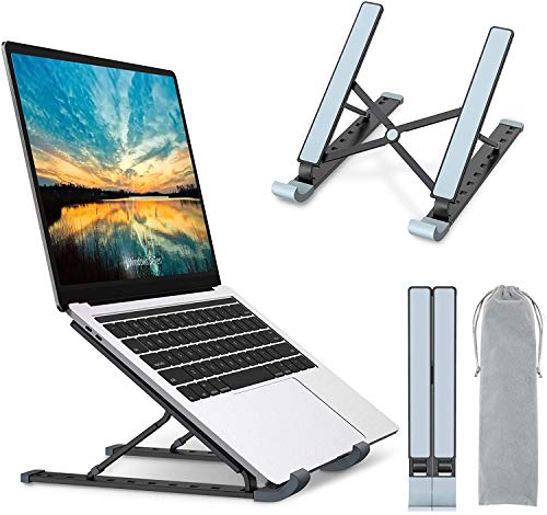 Babacom Supporto PC Portatile, 9-Levels Regolabile Raffreddamento Supporto Laptop, Alluminio Ventilato Porta PC, Leggero Notebook Riser Compatibile con MacBook PRO Air, Altri 10-15,6” Laptop (Nero)