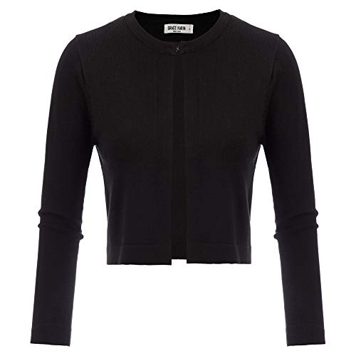 GRACE KARIN Cardigan Donna Elegante A Maniche Corta Bolero Maglieria Casual Nero L Cl10942-1