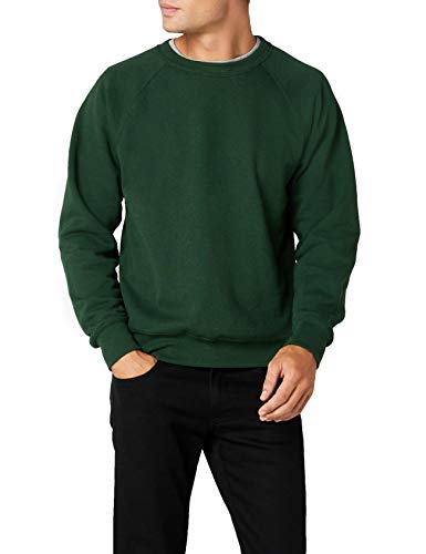 Fruit of the Loom Raglan Sweatshirt, Felpa Uomo, Verde (Bottle Green), Medium