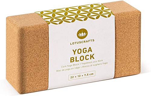 Lotuscrafts Mattoncini Yoga Supra Grip in Sughero - Prodotto Ecologico - Sughero Naturale al 100% Proveniente dal Portogallo - Blocco Yoga Sughero - Blocchi Yoga - Mattoni Yoga - Yoga Block (1 Pezzo)